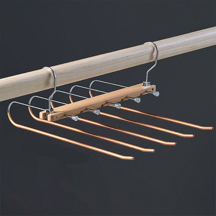 5 in 1 Stainless-Steel Magic Wardrobe Pants Rack Shelves Coat Hanger Gold