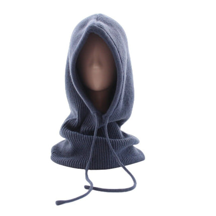 Winter Women Knitted Hooded Scarf Neck Warmer Ski Hat Men Beanie Caps Windproof