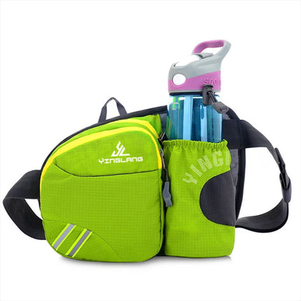 Fanny Pack Waist Bag with Water Bottle Holder Running Hiking Cycling Outdoor （Green）