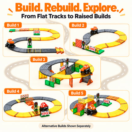 40 Pcs Magnetic Construction Track Tiles Building Set Vehicle Christmas Gift Toy