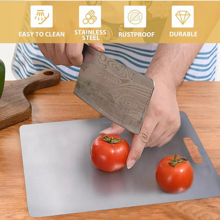 Stainless Steel Cutting Board Double-Sided Chopping Boards For Kitchen Camping 34*23(1.2mm)