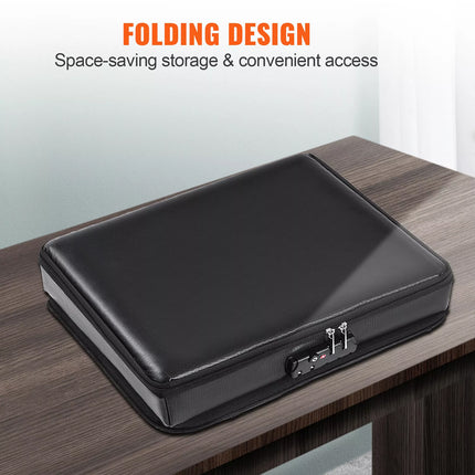 Fireproof Document Box Waterproof Safe Storage Bag w/ Password Zipper Lock