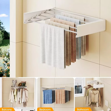 80CM Foldable Clothes Drying Rack Wall Mounted Clothes Drying Rack Holds 40lbs H