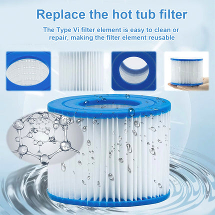 6x For Fit Bestway 58323 Type VI Cartridge Filter Swimming Pool Pump Lay-Z-Spa