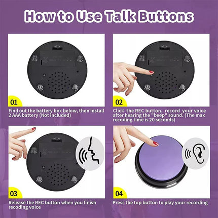 4Pcs Pet Talking Buttons Recordable Starter Speaking Puppy Training Communicable Toys