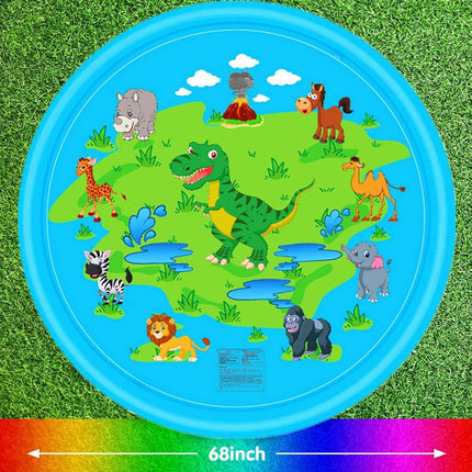 170CM Kids Sprinkler Water Mat Splash Play Pad Inflatable Spray Pool Toy Dinosaur