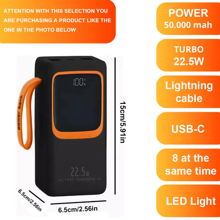 50000mAh Bank Power 22.5W PD Fast Charging F/phone Outdoor Camping Power Supply