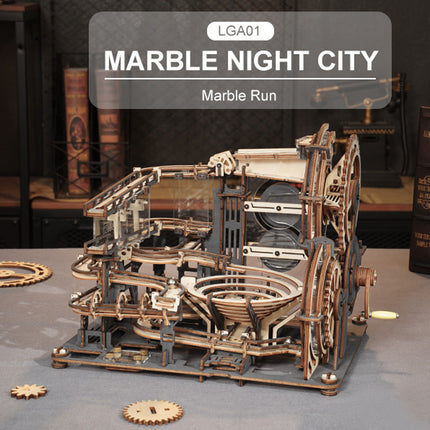 Jigsaw Night City 3D Wooden Puzzle Marble Run Mechanical Model Kits LGA01