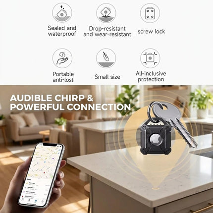 Black Apple AirTag Protective Case Waterproof TPU Cover Air Tag Tracker Loop Holder