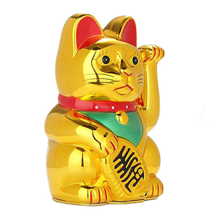 Chinese Lucky Fortune Money Waving Gold Maneki-Neko Cat Figure Feng Shui Decor 13.8*12.8*20.5cm