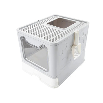 Self-Cleaning Hooded Cat Litter Box Refills Enclosed Large Kitty Toilet Box Tray