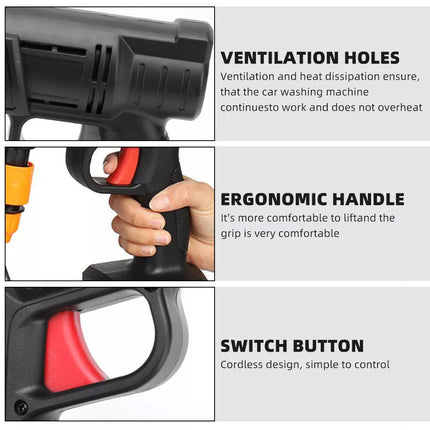 Cordless Electric High Pressure Washer Water Spray Gun Car Cleaner w/ 2*Battery