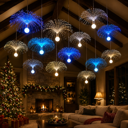 7 Colour Auto Cycle Fibre Optic Firework Effect Hanging Christmas Lights Decor