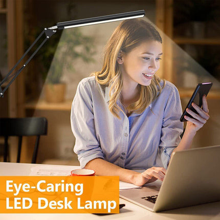 Dimmable Table Bedside Desk Lamp + Clamp Modern Architect LED Light 3 Color Mode