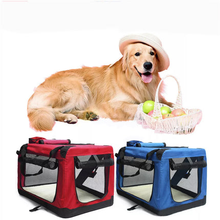 Pet Soft Crate Portable Dog Cat Carrier Travel Cage Kennel Folding Large L Red