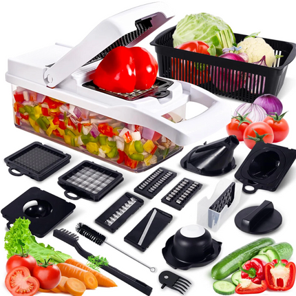 21PCS Vegetable Chopper Salad Fruit Mandolin Slicer Food Dicer Cutter Peeler
