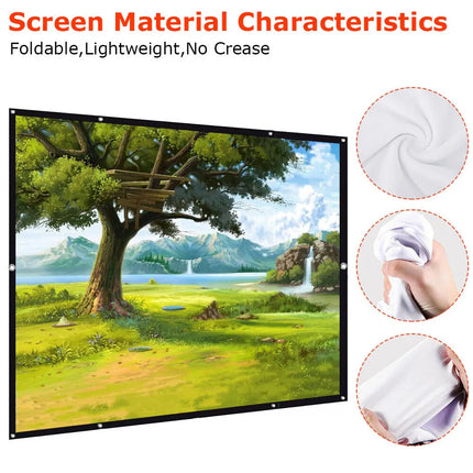 120" Projector Screen Portable Foldable Outdoor Home Movie Cinema Theatre 16:9