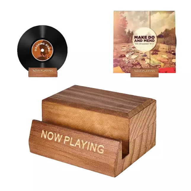 Wooden Vinyl Record Rack Album Cover Storage Holder Single CD Stand LP Display