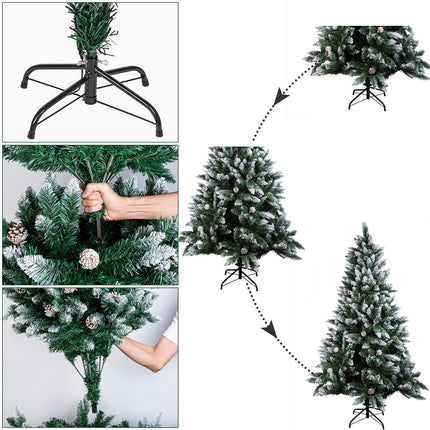 1.2/1.5/1.8/2.1M Artificial Christmas Tree with LED Lights Bushy Xmas Decoration