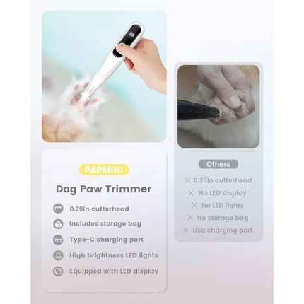 Pet Dog Electric Groomer Trimmer Pet Foot Hair Cat Dog Paw Shaver LED Waterproof