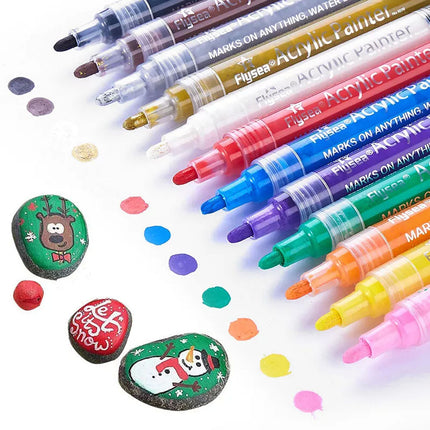 24 Colours Acrylic Paint Pens For Rock Painting Stone Ceramic Glass Rock Markers