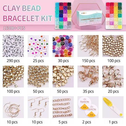 16300PCS Clay Beads for Bracelets Making Flat Polymer Heishi Jewelry Making Kit