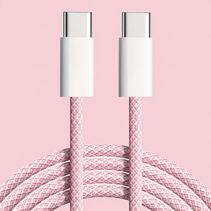 Pink 60W 1M Braided USB C Type C Data Charger Cable For Samsung Xiaomi Huawei Oppo