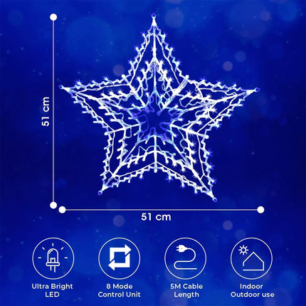 100Led White/Blue Star Silhouett Chasing Lights With 8 Functions & Memory