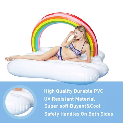 Giant Inflatable Rainbow Swimming Pool Lounger Float Raft Bed Beach Toy Gifts