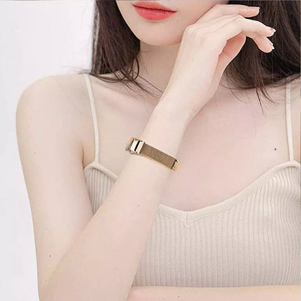 Champagne Fitbit Luxe Band Replacement Magnetic Wristband Watch Soft Stainless Steel Strap