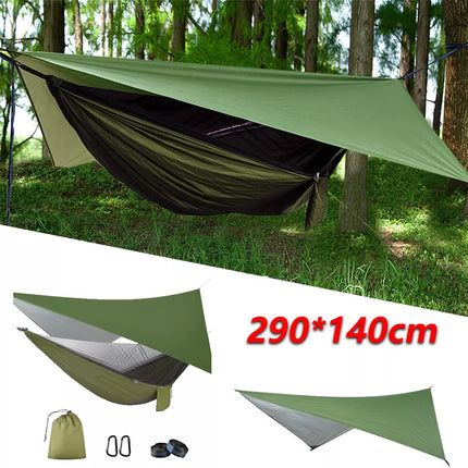 2 Person Camping Hammock with Mosquito Net, Hiking Tent Tarp Hammock Rain Fly