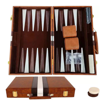 19" Premium Leather Backgammon Board Game Set for Adults Kids Classic Game Play