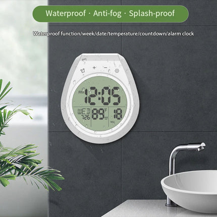 Shower Timer Clock Waterproof Digital Bathroom Kitchen Wall Clock Hanging Hole