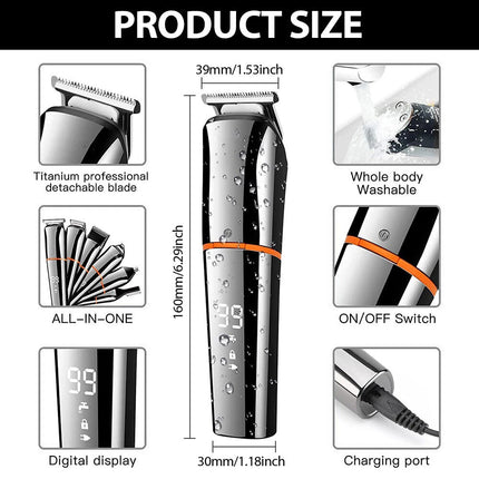 Rechargeable Men's Body Hair Clippers Beard Trimmer Shaver Haircut Grooming Kit