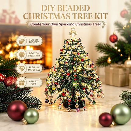 DIY Beaded Christmas Tree Kit Handmade Holiday Decor Colorful Beads Light-Up Xmas Tree Gift