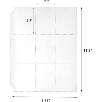 9 Pocket Cards Sleeves Clear Trading Card Binder Sleeves Cards Storage 60 Pages