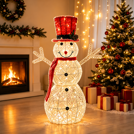 120cm Christmas Snowman LED Light Up Decor Warm White Holiday Outdoor Indoor