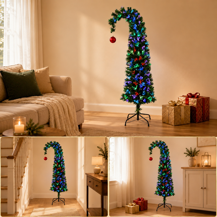 150cm Bent Top Fibre Optic Christmas Tree 32 Lighting Modes SAA AU Plug