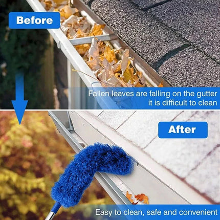 Gutter Cleaning Brush Roofing Tool with Telescopic Extendable Pole Grey