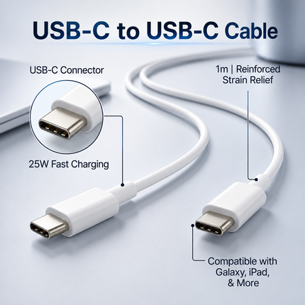 White PD 25W Fast Charger Power Adapter Samsung Type C Wall USB-C Cable Google Oppo