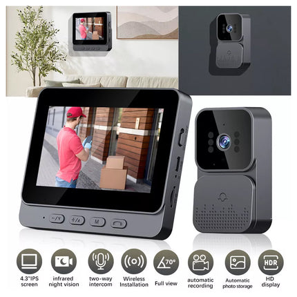 Wireless Video Door Bell WiFi Phone Intercom System with Monitor Doorbell Camera