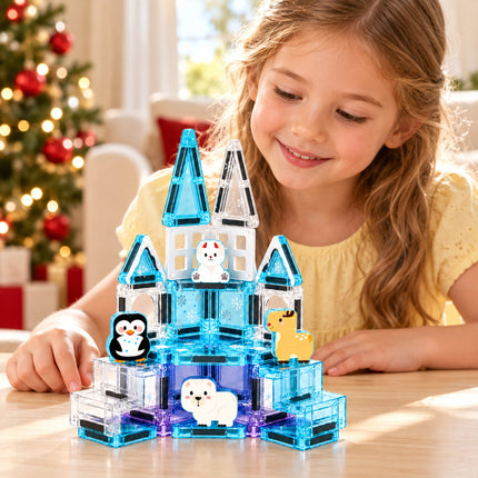 Mini Kids Building Tiles 35 Pcs Ice Castle Animal Blocks Set Christmas Gift Toy