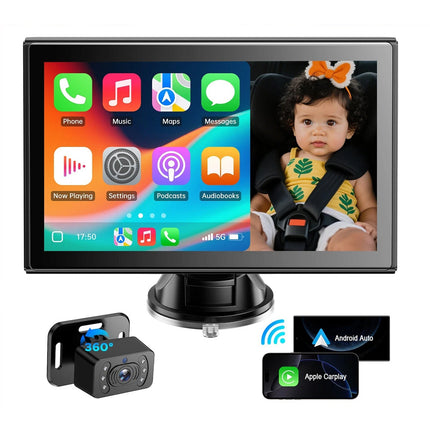 7"Touch Screen Car Camera for Backseat Portable Car Stereo Wireless CarPlay