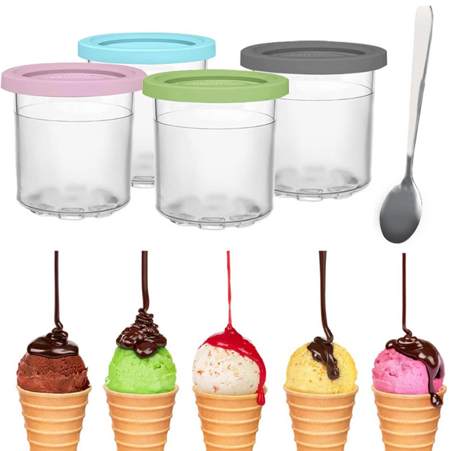 4 Piece Container for Ninja CREAMi Ice Cream Maker Ice Machine NC300EU NC300