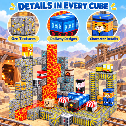 84 Pcs Magnetic Building Blocks Mining Railway Construction Toy Christmas Gift