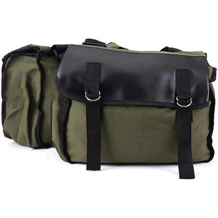PU Motorcycle Side Saddle Bags Mountain Bike Rear Saddlebags Pannier Storage Bag  (Army green)