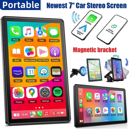 Portable 7"for Wireless Apple CarPlay Android Auto Touch Screen Car Radio Stereo