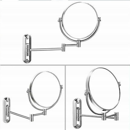 Two-Sided Swivel Wall Mount Mirror 8” Magnifying Mirror with Folding Arm Chrome