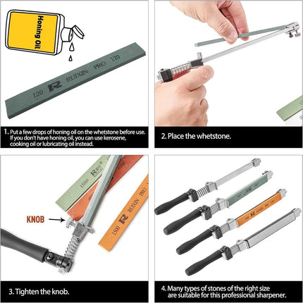 Knife Sharpener System Angle Adjustable Sharpening w/ 10 Whetstones & Gloves Set