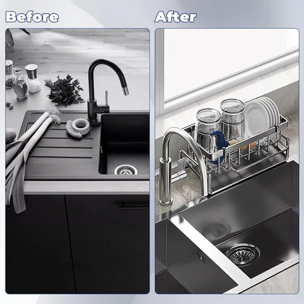 Kitchen Sink Rack Organizer Kitchen Sink Sponge Holder with Self-draining Tray